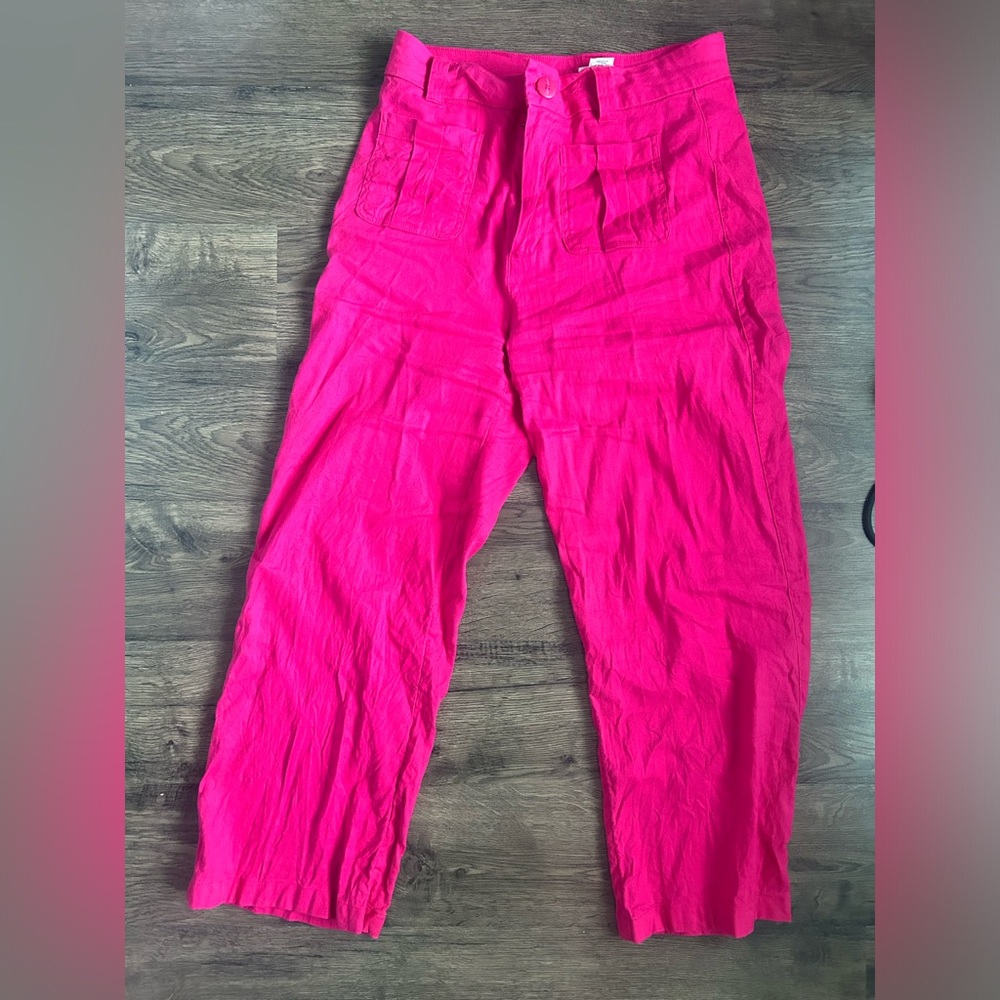 Nicole Miller New York size 10 bright pink slacks trousers deep pockets